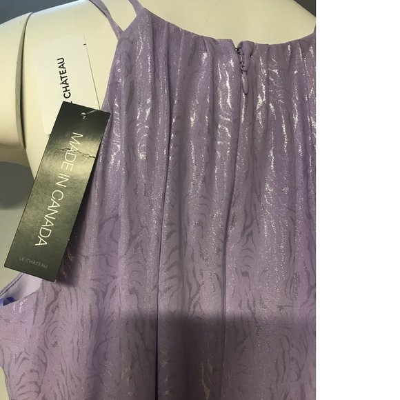 Le Chateau Lilac Lavender Purple Shiny Faux Wrap Prom Wedding summer dress NTW - Picture 6 of 6